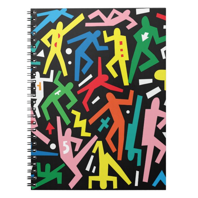 Tanzende Menschen, doodle Set Muster. Notizblock (Vorderseite)