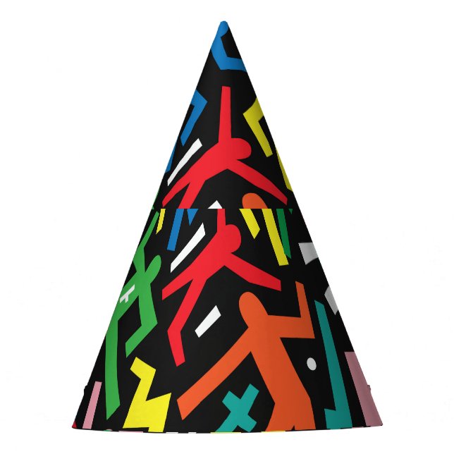Tanzende Menschen, doodle Set Muster. Partyhütchen (Vorderseite)
