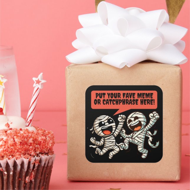 Tanzende Mummies setzen Ihre Lieblings-Halloween-M Quadratischer Aufkleber (Party)