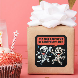 Tanzende Mummies setzen Ihre Lieblings-Halloween-M Quadratischer Aufkleber