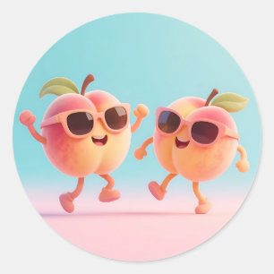 Tanzende Pfirsiche Sonnenbrille Runder Aufkleber