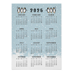 Tanzende Pinguine 2026 Kalender  Poster