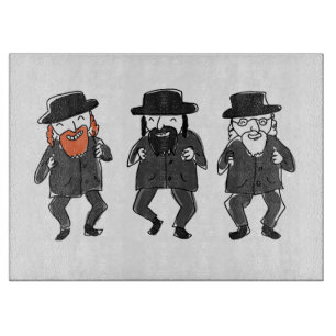 Tanzende Rabbiner jüdische Glas-Challah-Platine Schneidebrett
