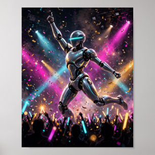 Tanzende Roboterstage-Lichter-Kunstposter Poster