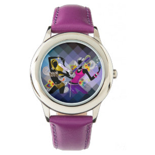 Tanzende Silhouette Girls beobachten Armbanduhr