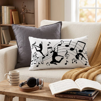 Tanzende Silhouetten Musiknoten Lendenkissen