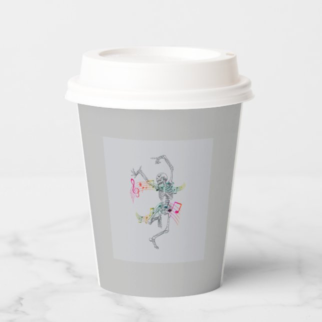 Tanzende Skeleton-Papier-Becher Pappbecher (Vorderseite)