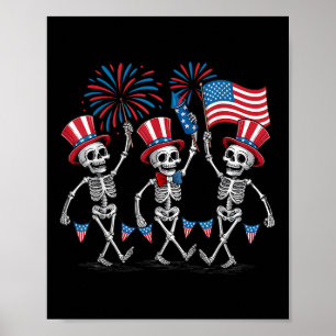 Tanzende Skelette 4. Juli Lustig Patriotische Männ Poster