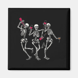 Tanzende Skelette, die Weinliebhaber lustig Hallow Magnet