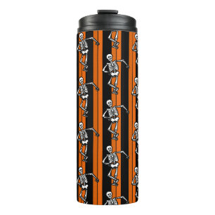 Tanzende Skelette Halloween-Gestreift   Thermosbecher