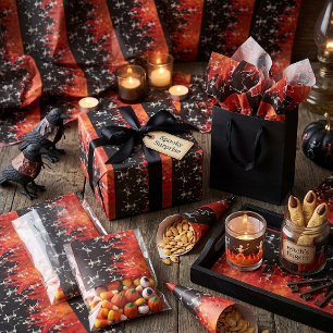 Tanzende Skelette in Flammen für Halloween Geschenkpapier