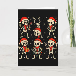 Tanzende Skelette Santa Hut Weihnachten Skelett Ro Karte