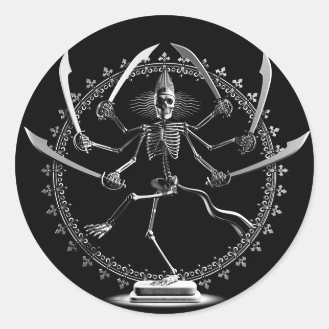 Tanzende Skelettgöttin-Stickers Runder Aufkleber (Vorderseite)