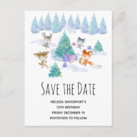 Tanzende Waldtiere Wasserfarbe Save the Date