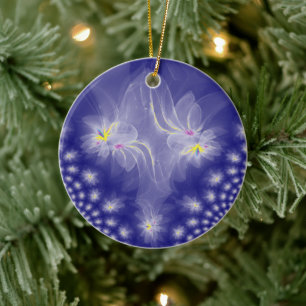 Tanzende White-Gold-Fraktal Wasserläufe Keramik Ornament