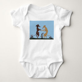 Tanzende Windhunde & Hasenfreunde Einladung Baby Strampler