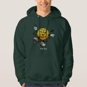 Tanzender Bitcoin-Cartoon-Hoodie mit Namen Hoodie
