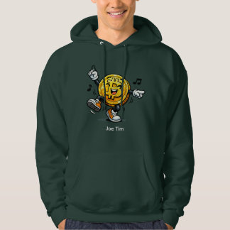 Tanzender Bitcoin-Cartoon-Hoodie mit Namen Hoodie