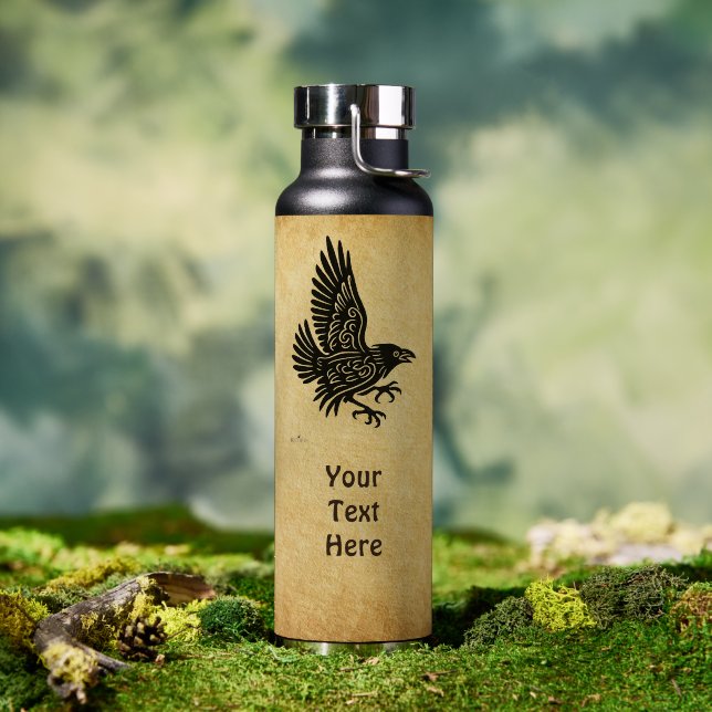 Tanzender blauer Rabe Trinkflasche (Außenbereich (gedreht))