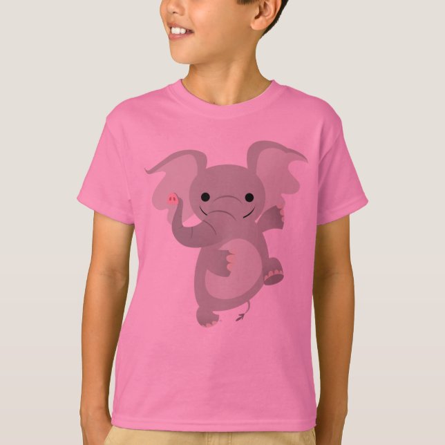 Tanzender Cartoon Elephant Children T - Shirt (Vorderseite)