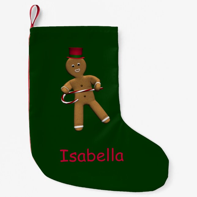 Tanzender Cartoon Gingerbread Man Kleiner Weihnachtsstrumpf (Vorderseite)