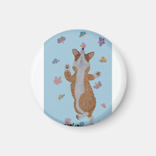 Tanzender Corgi mit Schmetterlingen Magnet