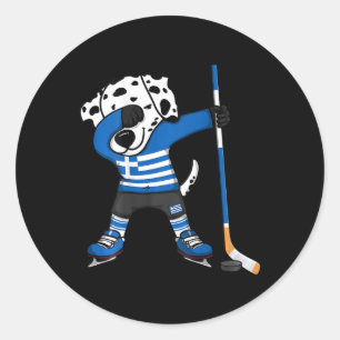 Tanzender Dalmatiner Griechenland Eishockey Fans J Runder Aufkleber