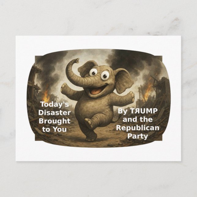 Tanzender Elefant DESASTER Postkarte (Vorderseite)