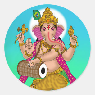 Tanzender Ganesha-Aufkleber Runder Aufkleber