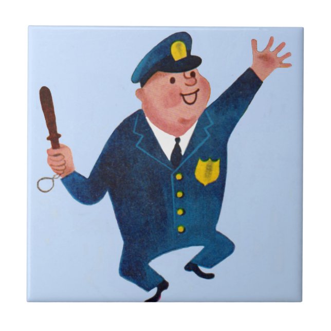 tanzender glücklicher Polizist Fliese (Vorderseite)