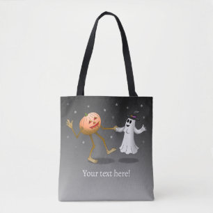 Tanzender Halloween-Kürbis und Geist Tasche