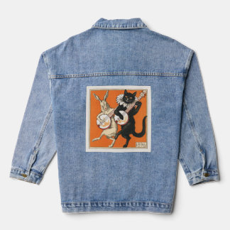Tanzender Hase und Katze Jeansjacke