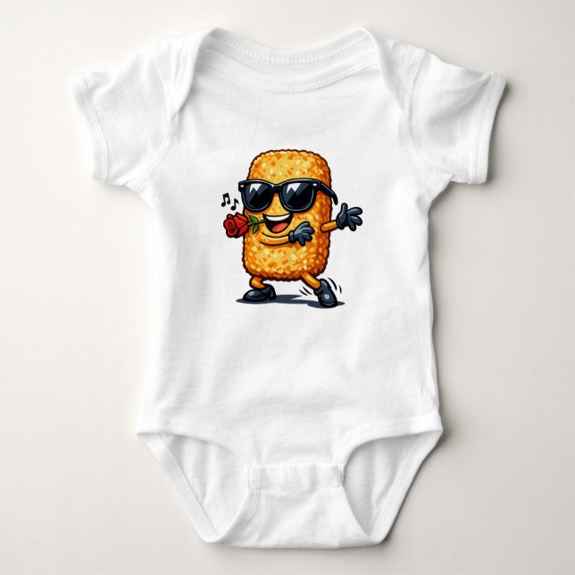 Tanzender Hash Brown Baby Strampler (Vorderseite)