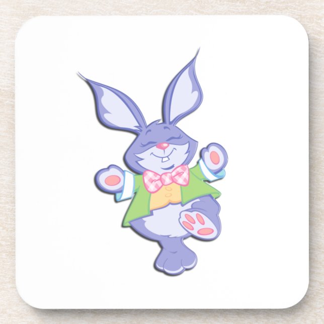 Tanzender lila Osterhase Untersetzer (Vorderseite)
