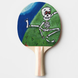 Tanzender lustiger Skeleton Schläger-Mond Tischtennis Schläger