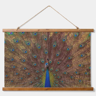 Tanzender Pfau (Landschaft) Wandteppich Mit Holzrahmen
