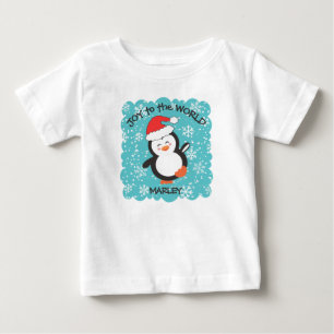 Tanzender Pinguin Freude Schneeflocken Weihnachten Baby T-shirt