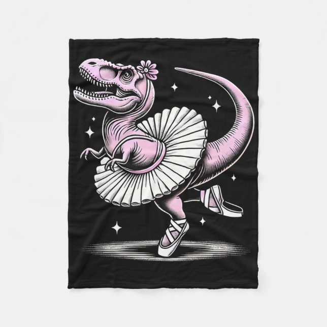 Tanzender T-Rex im Tutu und Pantoffeln  Fleecedecke (Vorderseite)