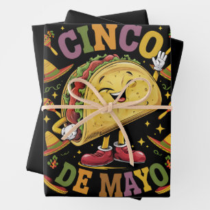 Tanzender Taco Lustige Cinco De Mayo Fiesta-Party Geschenkpapier Set