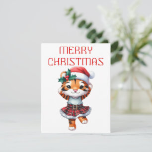 Tanzender Tigerjunge - Weihnachtskarte Feiertagskarte
