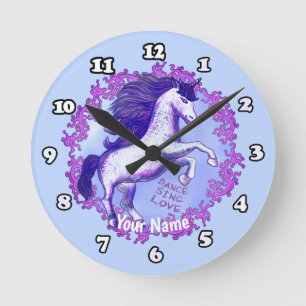 Tanzendes Einhorn Runde Wanduhr