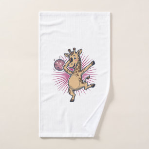 Tanzendes-Giraffe-Disco-Kugel-Vintage-Gravur-Shirt Handtuch