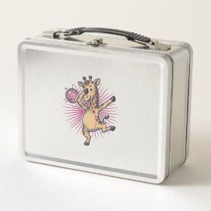 Tanzendes-Giraffe-Disco-Kugel-Vintage-Stickerei-Sh Metall Brotdose