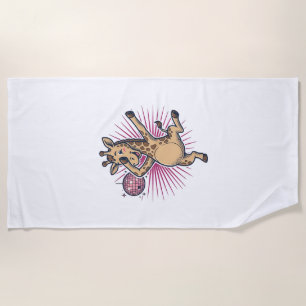 Tanzendes-Giraffe-Disco-Kugel-Vintage-Stickerei-Sh Strandtuch