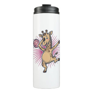 Tanzendes Giraffen-Disco-Kugel-Vintage-Gravur-Shir Thermosbecher