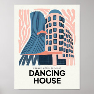 Tanzendes Haus Prag Tschechisch abstrakt Reise flo Poster