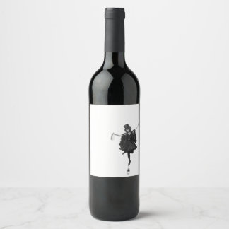 tanzendes Mädchen auf Flasche Weinetikett