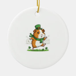 Tanzendes Meerschweinchen Leprechaun St.Patrick's  Keramik Ornament