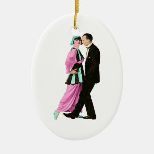 Tanzendes Paar im Stil der 1920er Jahre Keramik Ornament