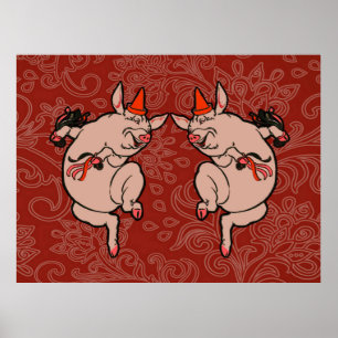 Tanzendes Schwein Antiquität Süße Tänzerin Poster